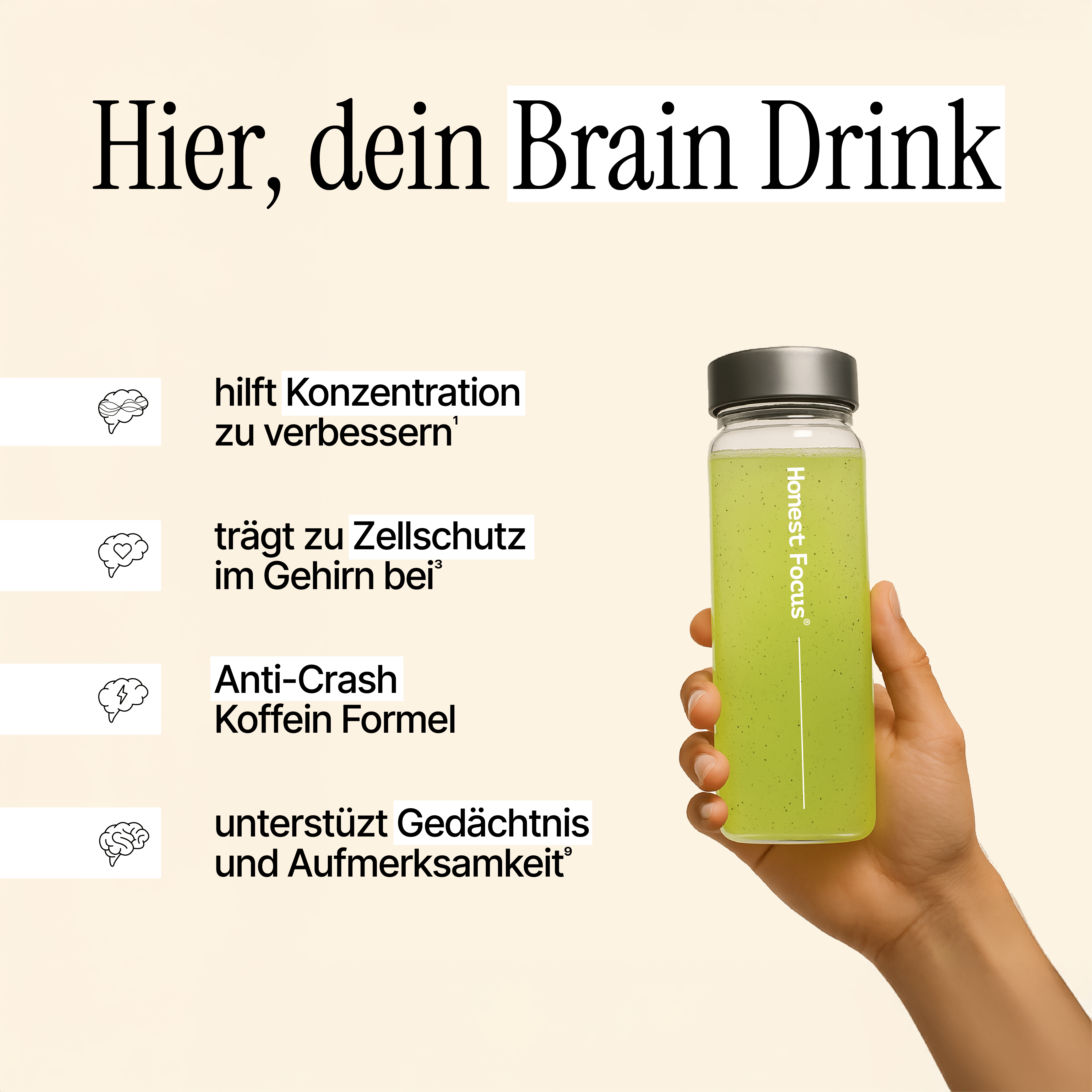 Gehirn-Nährstoffdrink | Honest Focus®